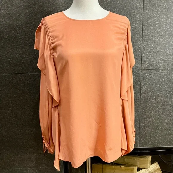 See By Chloe Silk Blend Ruffle Blouse Size 34 - Picture 7 of 16